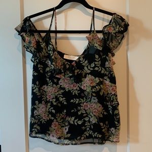 ASTR The Label Floral Cold Shoulder Blouse